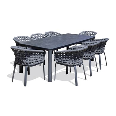 Ensemble Repas De Jardin 8 Pl En Alu Plateau Céramique Sur Verre - Gris Anthracite - Camargue Ensemble Repas De Jardin 8 Pl En Alu Plateau Céramique Sur Verre - Gris Anthracite - Camargue