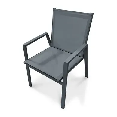 Fauteuil De Jardin Empilable En Aluminium - Gris Anthracite - Floride Fauteuil De Jardin Empilable En Aluminium - Gris Anthracite - Floride