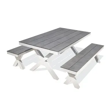 Table De Jardin En Aluminium Et Plateau Hpl - Blanc - Annecy