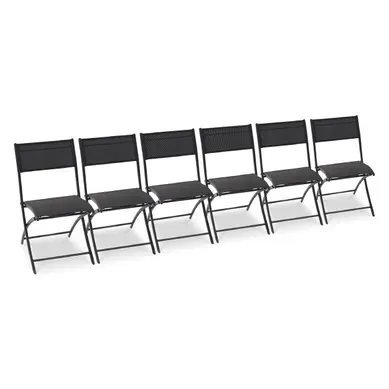 Lot De 6 Chaises En Aluminium Et Toile Plastifiéee - Gris Anthracite - C43 Lot De 6 Chaises En Aluminium Et Toile Plastifiéee - Gris Anthracite - C43