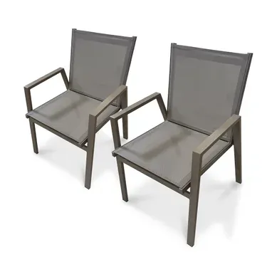 Lot De 2 Fauteuils De Jardin Empilables En Aluminium - Quartz - Floride Lot De 2 Fauteuils De Jardin Empilables En Aluminium - Quartz - Floride