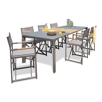 Ensemble Repas De Jardin 6 Places En Aluminium  - Gris Anthracite - Honfleur