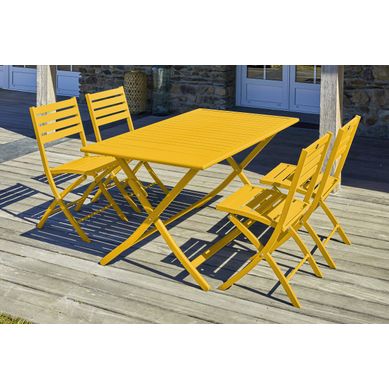 Ensemble Repas De Jardin 4 Places En Aluminium - Jaune Moutarde - Marius Ensemble Repas De Jardin 4 Places En Aluminium - Jaune Moutarde - Marius