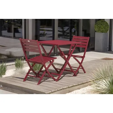 Ensemble Repas De Jardin Carré 2 Places En Aluminium - Rouge Carmin - Marius Ensemble Repas De Jardin Carré 2 Places En Aluminium - Rouge Carmin - Marius