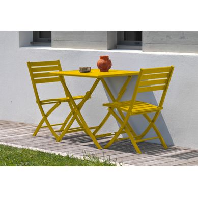 Ensemble Repas De Jardin Carré 2 Places En Aluminium - Jaune Moutarde - Marius Ensemble Repas De Jardin Carré 2 Places En Aluminium - Jaune Moutarde - Marius