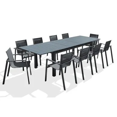 Ensemble Repas De Jardin 10 Places En Aluminium - Gris Anthracite - Miami Ensemble Repas De Jardin 10 Places En Aluminium - Gris Anthracite - Miami
