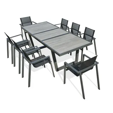 Ensemble Repas 8 Places En Aluminium Et Plateau Céramique - Gris Anthracite - Olhos