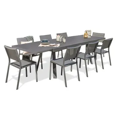 Ensemble Repas De Jardin 8 Places En Aluminium - Gris Anthracite - Stockholm Ensemble Repas De Jardin 8 Places En Aluminium - Gris Anthracite - Stockholm