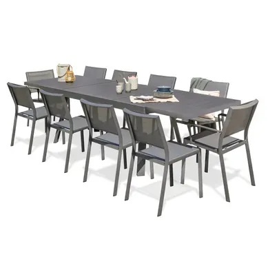 Ensemble Repas De Jardin 10 Places En Aluminium - Gris Anthracite - Stockholm Ensemble Repas De Jardin 10 Places En Aluminium - Gris Anthracite - Stockholm