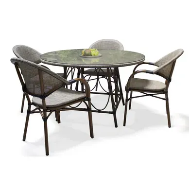 Ensemble Repas De Jardin 4 Places En Aluminium - Marron - Ushuaia Ensemble Repas De Jardin 4 Places En Aluminium - Marron - Ushuaia