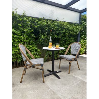 Ensemble Repas De Jardin 2 Places En Acier Et Plateau Rond En Hpl - Bleu Marine - Bistro Ensemble Repas De Jardin 2 Places En Acier Et Plateau Rond En Hpl - Bleu Marine - Bistro
