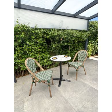 Ensemble Repas De Jardin 2 Places En Acier Et Plateau Rond En Hpl - Vert - Bistro Ensemble Repas De Jardin 2 Places En Acier Et Plateau Rond En Hpl - Vert - Bistro