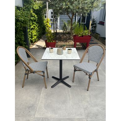 Ensemble Repas De Jardin 2 Places En Acier Et Plateau En Hpl - Bleu Marine - Bistro Ensemble Repas De Jardin 2 Places En Acier Et Plateau En Hpl - Bleu Marine - Bistro