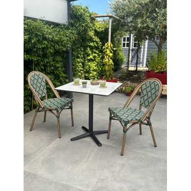 Ensemble Repas De Jardin 2 Places En Acier Et Plateau En Hpl - Vert - Bistro Ensemble Repas De Jardin 2 Places En Acier Et Plateau En Hpl - Vert - Bistro