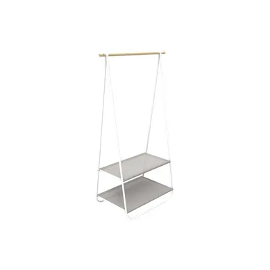 Portant À Vêtements Bois, Métal Blanc Et Tissu Beige 95 X 55 X 171 Cm