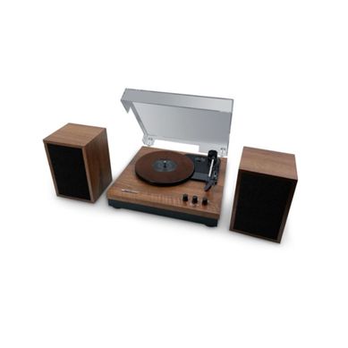Platine Vinyle Stéréo 3 Vitesses 33/45/78t Avec Bluetooth Effet Bois Mt-108bt