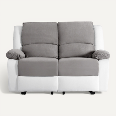 Canapé Relaxation 2 Places Microfibre / Simili Detente - Blanc / Gris Canapé Relaxation 2 Places Microfibre / Simili Detente - Blanc / Gris