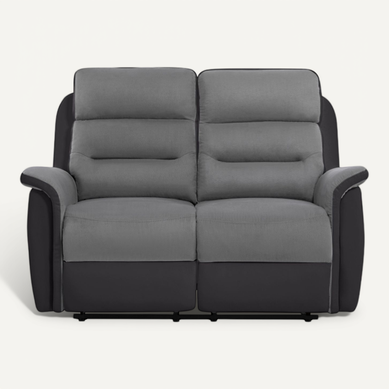 Canapé De Relaxation 2 Places Microfibre / Simili Léon - Gris / Noir Canapé De Relaxation 2 Places Microfibre / Simili Léon - Gris / Noir