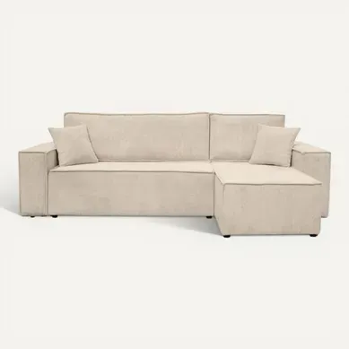Canapé D'angle Farah Convertible Et Réversible 4 Places En Velours Cotelé - Beige Canapé D'angle Farah Convertible Et Réversible 4 Places En Velours Cotelé - Beige