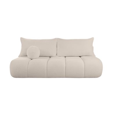 Canapé Convertible Droit 3 Places Merry En Tissu Bouclette - Beige Canapé Convertible Droit 3 Places Merry En Tissu Bouclette - Beige