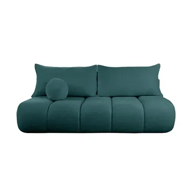 Canapé Convertible Droit 3 Places Merry En Tissu Bouclette - Bleu Canard Canapé Convertible Droit 3 Places Merry En Tissu Bouclette - Bleu Canard