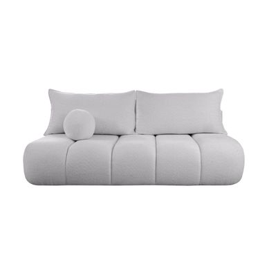 Canapé Convertible Droit 3 Places Merry En Tissu Bouclette - Gris Clair Canapé Convertible Droit 3 Places Merry En Tissu Bouclette - Gris Clair