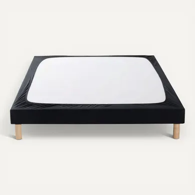 Cache Sommier Coton Jersey Noir 160x200 Cache Sommier Coton Jersey Noir 160x200