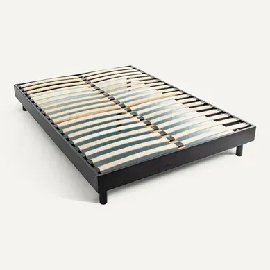 Sommier Kit En Bois Massif 13 Cm Noir 160x200