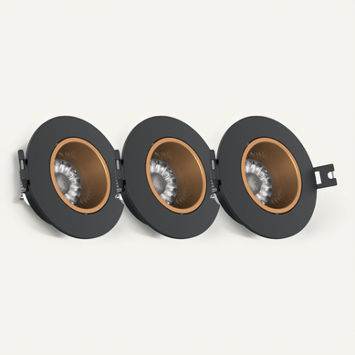 Lot 3 Spots Gu10 50w 2700k Rond Orientable Noir Et Or Ip20