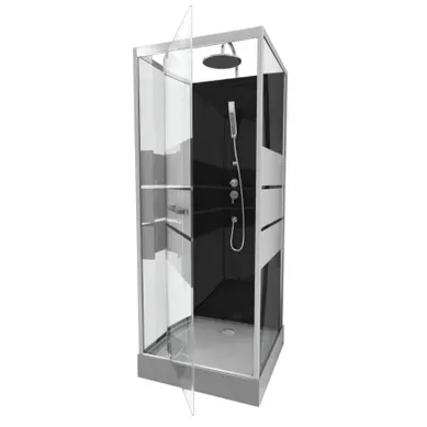Cabine De Douche Carrée Avec Verre Sérigraphié - 70x70x235 Cm - Gris Clair Cabine De Douche Carrée Avec Verre Sérigraphié - 70x70x235 Cm - Gris Clair