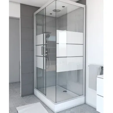 Cabine De Douche Rectangulaire À Bandes Laquées - 80x110x230 Cm - Gris Clair Cabine De Douche Rectangulaire À Bandes Laquées - 80x110x230 Cm - Gris Clair