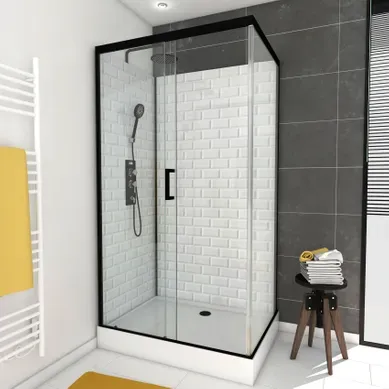 Cabine De Douche Ambiance Métro - 80x110x230 Cm - Noir Cabine De Douche Ambiance Métro - 80x110x230 Cm - Noir