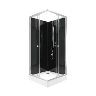 Cabine De Douche Carrée Avec Portes Coulissantes En Verre Trempé - 195x80x80 Cm - Noir Cabine De Douche Carrée Avec Portes Coulissantes En Verre Trempé - 195x80x80 Cm - Noir