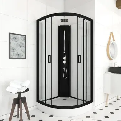 Cabine De Douche En 1/4 De Cercle - 150x240 Cm - Noir Cabine De Douche En 1/4 De Cercle - 150x240 Cm - Noir