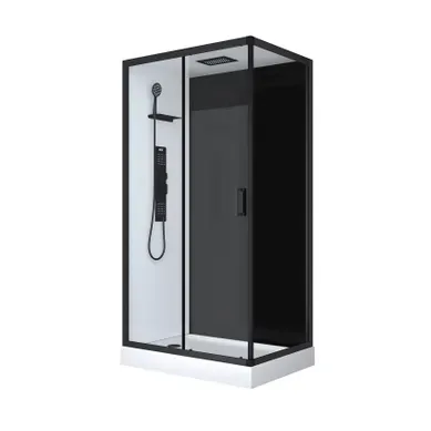 Cabine De Douche Rectangulaire Style Industrielle - 110x215x80 Cm - Noir Cabine De Douche Rectangulaire Style Industrielle - 110x215x80 Cm - Noir