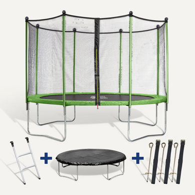 Trampoline "yoopi" - D. 4.25 M - Avec Filet + Echelle + Couverture + Kit D'ancrage Trampoline "yoopi" - D. 4.25 M - Avec Filet + Echelle + Couverture + Kit D'ancrage