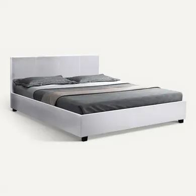 Lit Double Avec Coffre "carla" - 140 X 190 Cm - Blanc Lit Double Avec Coffre "carla" - 140 X 190 Cm - Blanc