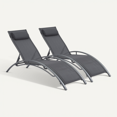Bain De Soleil En Aluminium "beauty" - Phoenix - Gris Foncé / Argenté - Lot De 2