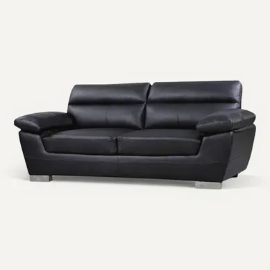 Canapé Fixe En Cuir Reconstitué Et Pvc "dallas" - 210 X 88 X 90 Cm - 3 Places - Noir