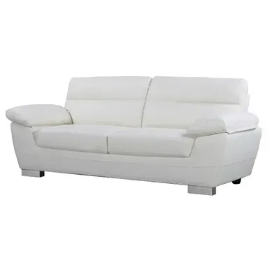 Canapé Fixe en Cuir reconstitué et Pvc "Dallas" - 210 x 88 x 90 cm - 3 Places - Blanc Canapé Fixe en Cuir reconstitué et Pvc "Dallas" - 210 x 88 x 90 cm - 3 Places - Blanc