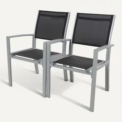 Fauteuil Jardin Alu/textilène "tropic" - Phoenix - Noir - Lot De 2 Fauteuil Jardin Alu/textilène "tropic" - Phoenix - Noir - Lot De 2