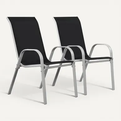 Fauteuil Jardin Textilène "cordoba" - Phoenix - Noir - Lot De 2 Fauteuil Jardin Textilène "cordoba" - Phoenix - Noir - Lot De 2