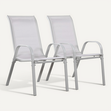 Fauteuil Jardin Textilène "cordoba" - Phoenix - Gris Clair - Lot De 2