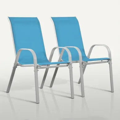 Fauteuil Jardin Textilène "cordoba" - Phoenix - Bleu - Lot De 2