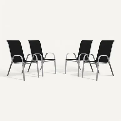 Fauteuil Jardin Textilène "cordoba" - Phoenix - Noir - Lot De 4