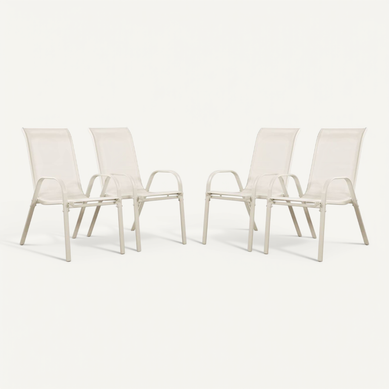 Fauteuil Jardin Textilène "cordoba" - Phoenix - écru - Lot De 4