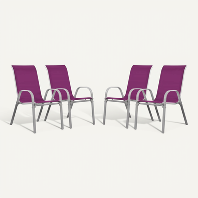 Fauteuil Jardin Textilène "cordoba" - Phoenix - Rose - Lot De 4