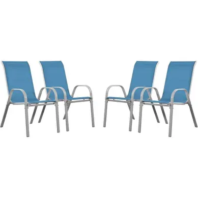 Fauteuil Jardin Textilène "cordoba" - Phoenix - Bleu - Lot De 4