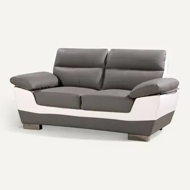 Canapé Fixe En Cuir Reconstitué Et Pvc " Dallas" - 169 X 88 X 90 Cm - 2 Places - Gris/blanc