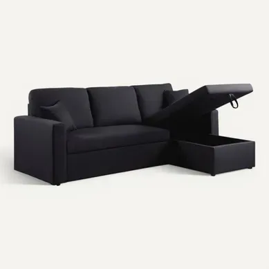 Canapé D'angle Convertible Réversible 3 Places Alain 221x145x85cm - Noir